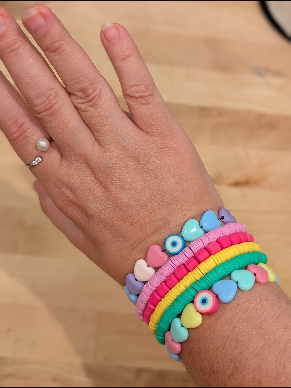 Heart Bead Bracelet Set Pastel Colorful